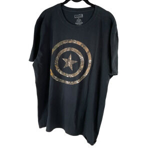 Marvel Captain America Camo Shield T-Shirt Black XL 100% Cotton